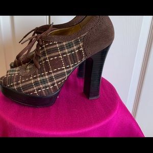 Brown Preppy Peeptoe Platform Booty/Heel